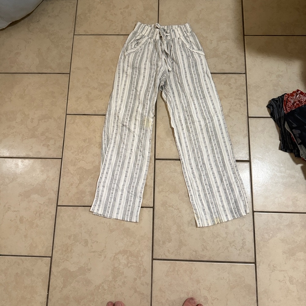 Striped White and Gray Men's Pants